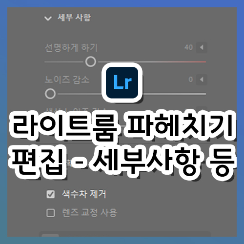  [라이트룸 강의] 라이트룸 파헤치기(4) - 세부사항,광학,모양