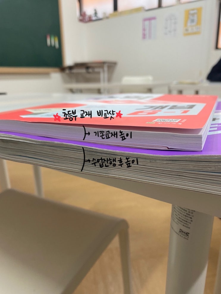  초등부 교재 수업 전과 후 비교