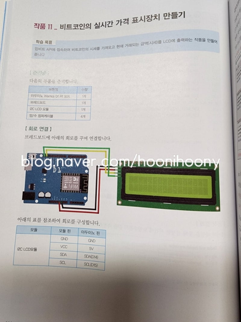 아두이노 IoT 사물인터넷과 40개의 작품들-비트코인의 실시간 가격 표시장치 만들기 : 네이버 블로그
