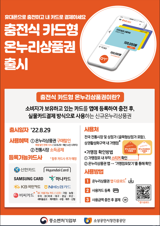  [시사정보] 추석 온누리상품권 10% 할인 카드형 출시 (Ft. 온누리상품권 사용처 및 온누리상품권 앱)