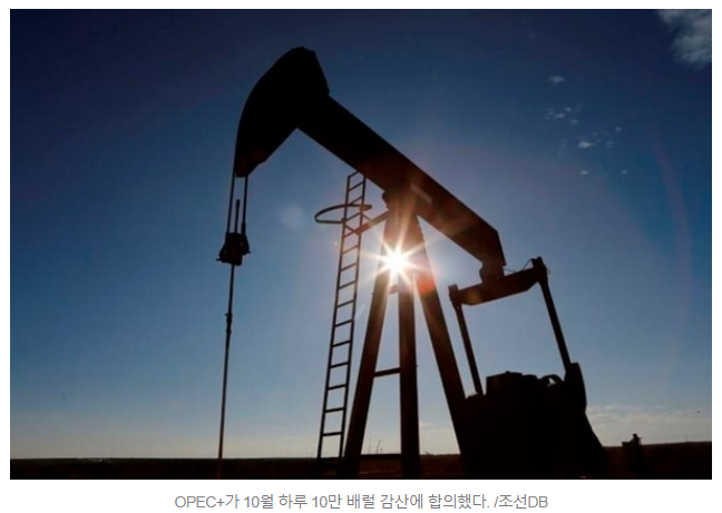 OPEC+, 10월 하루 10만 배럴 감산 합의...8월 생산량으로 회귀 OPEC+, 10월 하루 10만 배럴 감산 합의...8월 생산량으로 회귀