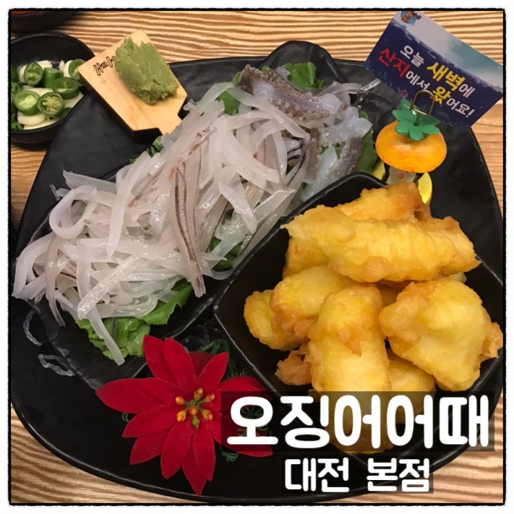 오징어어때 본점 대흥동오징어 맛집 산오징어회 오징어튀김 맛 후기