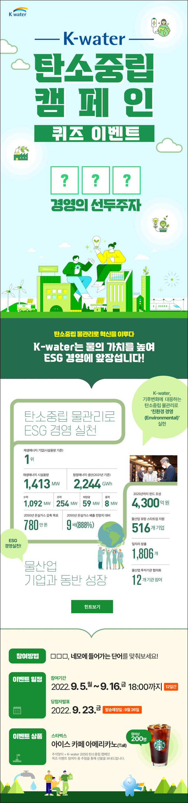 한국수자원공사 탄소중립 퀴즈이벤트(스벅 200명)추첨,간단 한국수자원공사 탄소중립 퀴즈이벤트(스벅 200명)추첨,간단