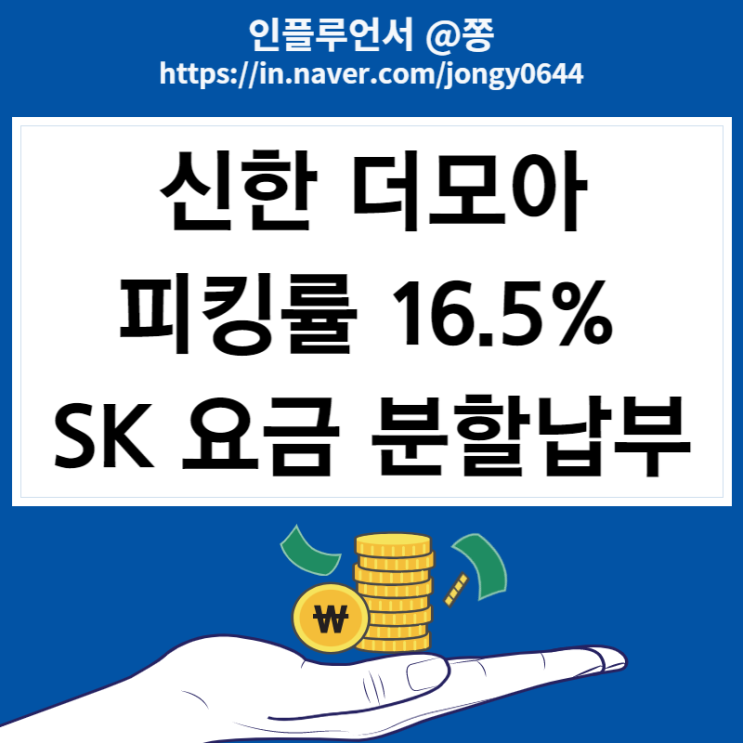 SK 휴대폰요금 분할납부 신한 더모아 카드 통신요금 5,990원 적립 피킹률 16.5%