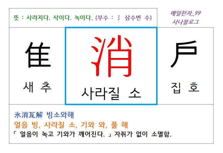  매일한자 공부하기(99) 사라질 소