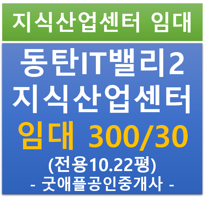 동탄 테크노밸리, 동탄 IT 밸리 2차 지식산업센터 임대 300/30