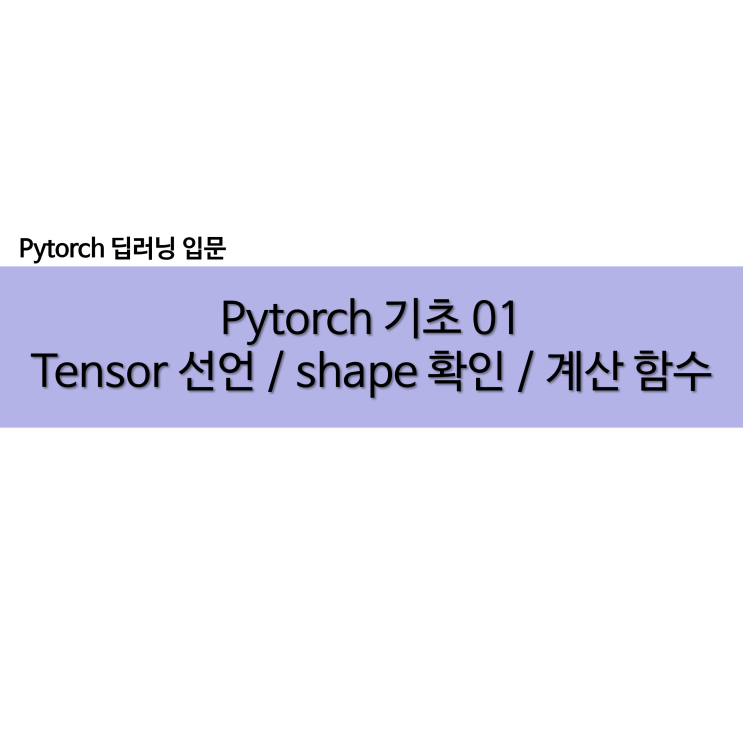  Pytorch 기초 Tensor 선언하기 shape 확인 summary 계산 함수