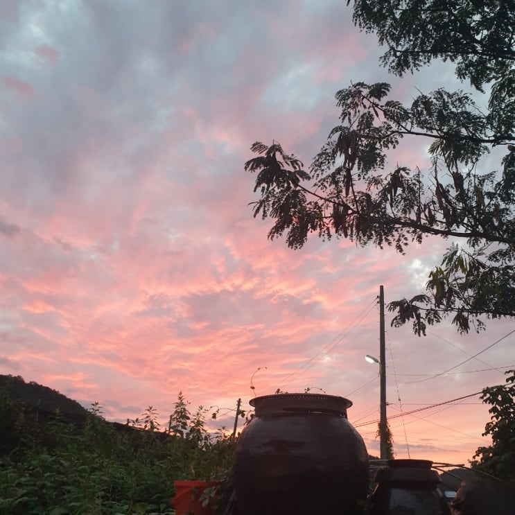  한가위 보름달과 노을