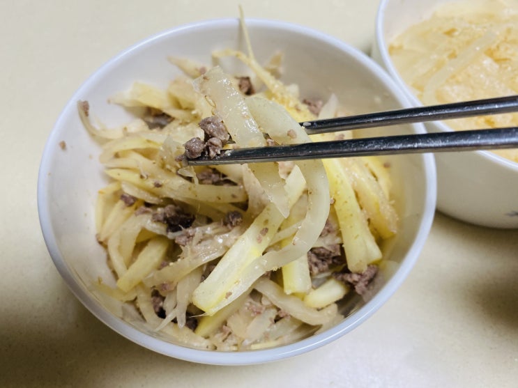  도라지와 무의 쓴맛 제거한 나물볶음과 효능 만드는법 및 보관