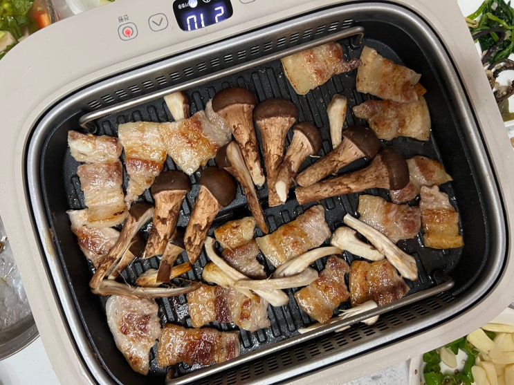  참송이버섯 전복밥, 삼겹살 구이