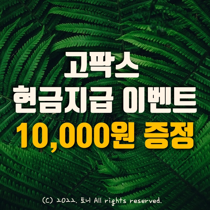 (9월) 고팍스 10,000원 현금증정 이벤트 중. 회원 가입자에게 지금 매일 현금지급 중. 앱테크 추천. (9월) 고팍스 10,000원 현금증정 이벤트 중. 회원 가입자에게 지금 매일 현금지급 중. 앱테크 추천.