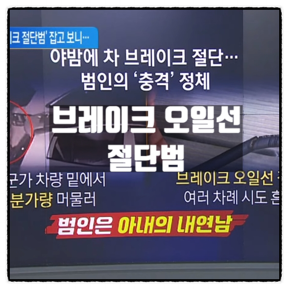  브레이크오일선 절단범 잡고보니 아내의 내연남
