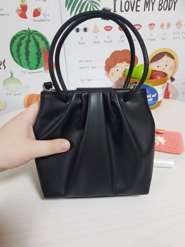  키이코 소가죽 블랙 미니 토트백
