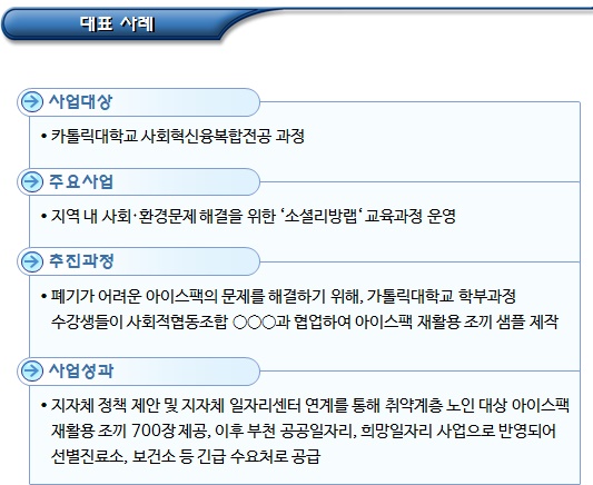 사회적경제 관련 주요 사업(사회적경제 선도대학) 사회적경제 관련 주요 사업(사회적경제 선도대학)