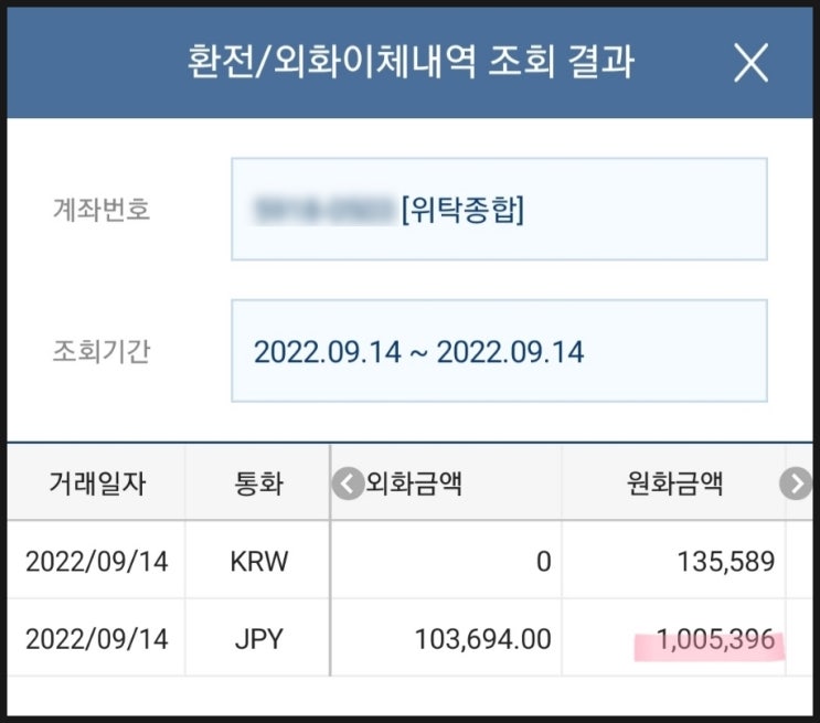  9/14 엔화 넘버 2 매도 (수익실현)