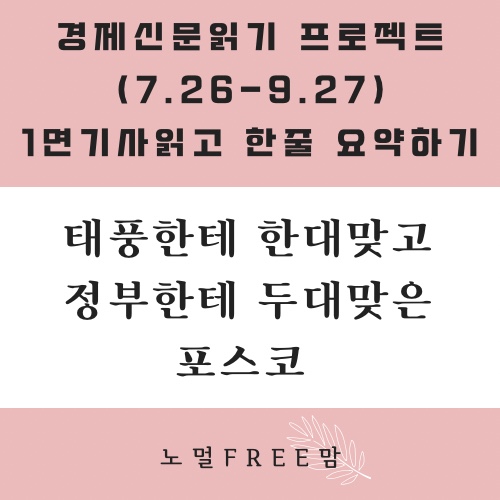 태풍한테 맞고, 정부한테 또 맞은 포스코(9/15 초보의경제읽기)