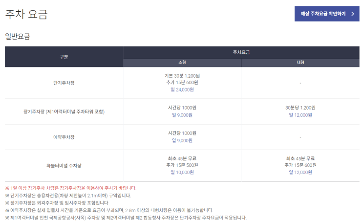  초간단 인천공항 주차예약 방법 및 주차요금 (감면대상확인 포함)