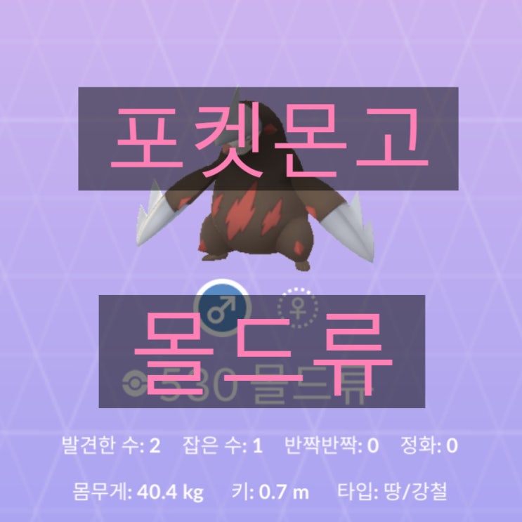 포켓몬고 두더류, 몰드류 졸업스킬, 상성, 개체값 정리