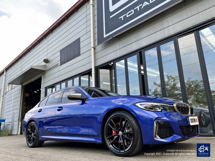  BMW G20 M340i 블랙유광 휠도색 + 레드 캘리퍼 도색