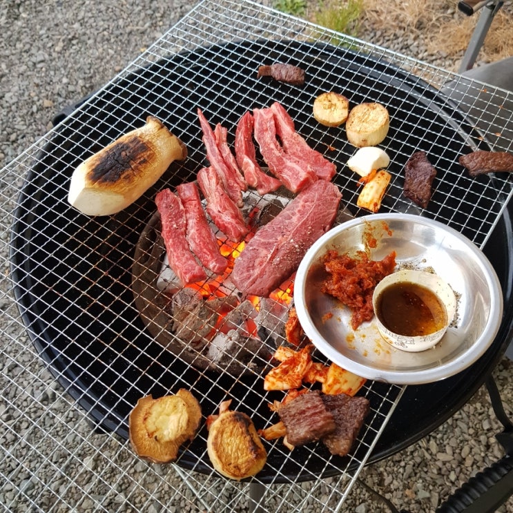  경주 오글오글글램핑장,  조명터널, 비빔칼국수
