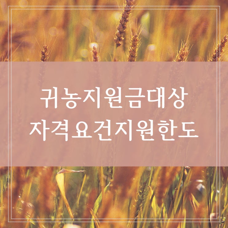  귀농지원금 대상과 자격요건 지원한도 필요서류 청년귀농인 증가 이유
