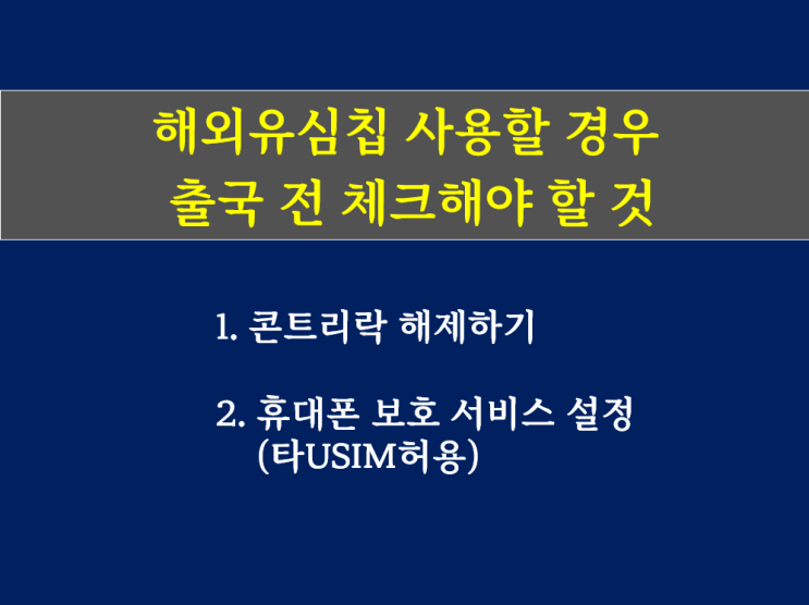 해외 출국 전 미리 체크할 것 2가지 (해외 유심칩 사용) 해외 출국 전 미리 체크할 것 2가지 (해외 유심칩 사용)