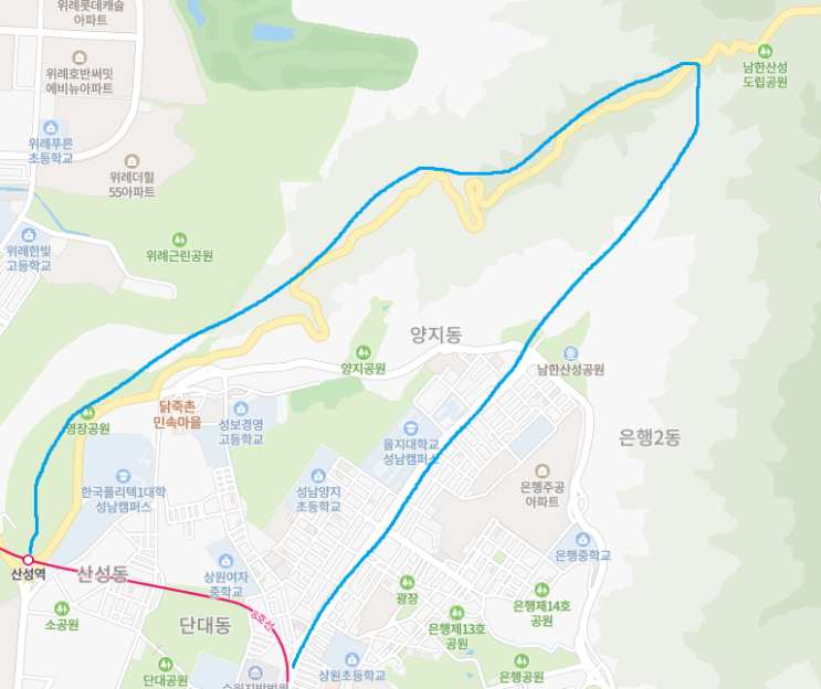 차길 따라 걷는 남한산성 등산로 남한산성 입구 역에서 산성역까지