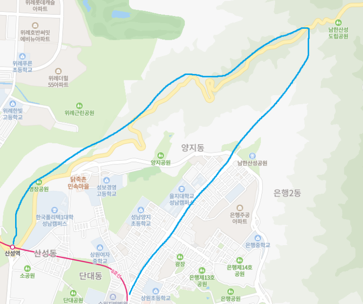  차길 따라 걷는 남한산성 등산로 남한산성 입구 역에서 산성역까지