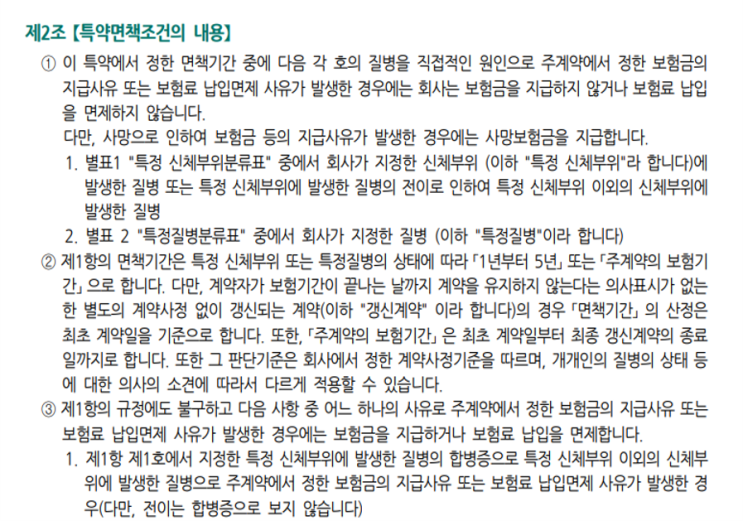 특정 부위 / 특정질병 부담보 특별약관 특정 부위 / 특정질병 부담보 특별약관