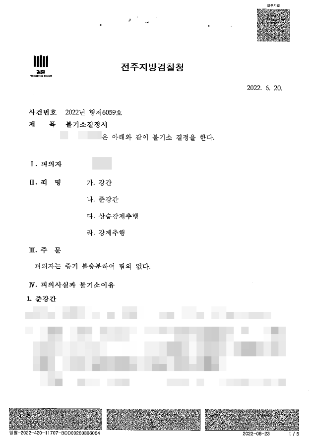 전주강간, 무혐의 불기소 이끌어낸 성공사례 관련 사진