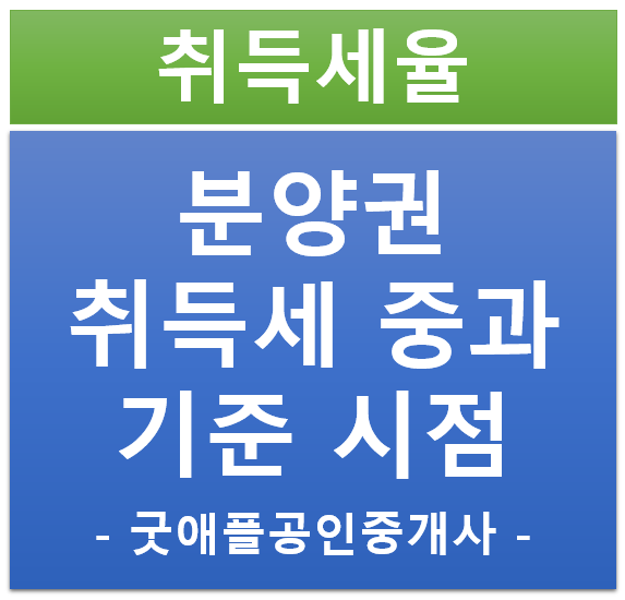 분양권 취득일 (취득시점, 취득세 중과 주택수 기준시점) 분양권 취득일 (취득시점, 취득세 중과 주택수 기준시점)