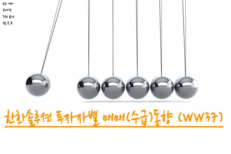  한화솔루션 (009830) WW37 투자자별 수급동향, 한화솔루션 주가 (2019~2022 외국인 기관 개인 수급)