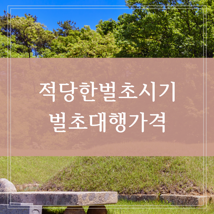  적당한 벌초시기와 벌초대행 가격은 얼마나 들까