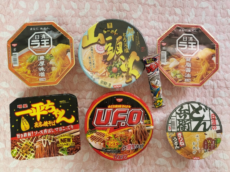  일본 컵라면 먹어보기 ( 닛신 돈베이 키츠네우동 라오 쇼우 묘죠 잇페이짱 야끼소바 )