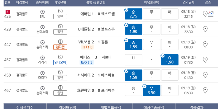 프로토 일요일 해축 적중 및 한폴낙