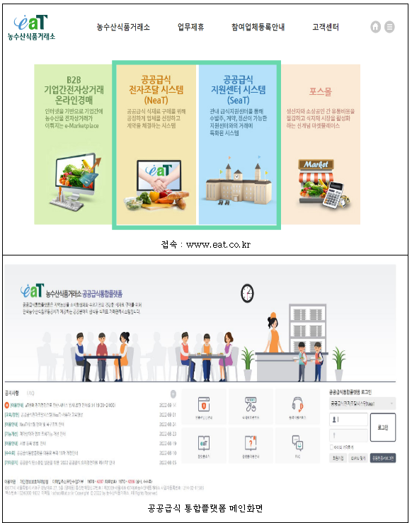 ‘공공급식 통합플랫폼’, 지역농산물 소비 확대 청신호_농림축산식품부