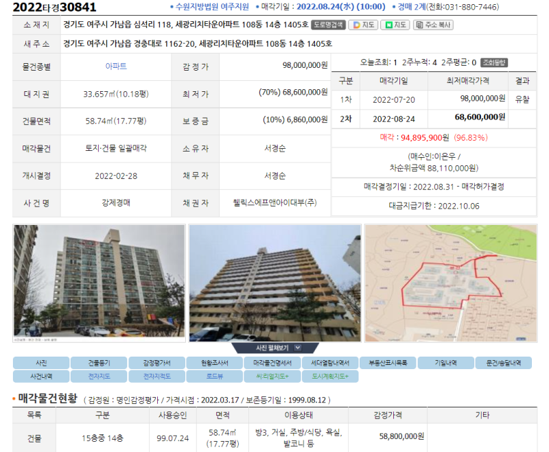 여주법원 경매 정확한 권리분석 낙찰