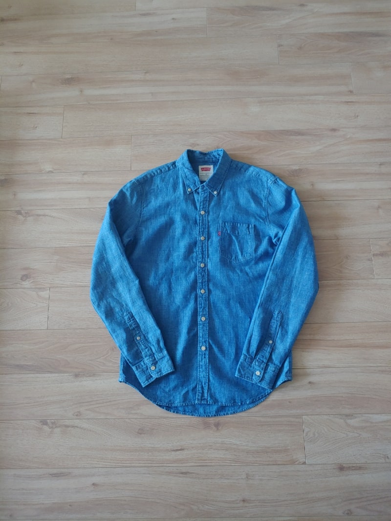 완료). 리바이스 levi's. linen mix chambray one pocket shirt. 리넨혼방 샴브레이 원포켓 셔츠.
