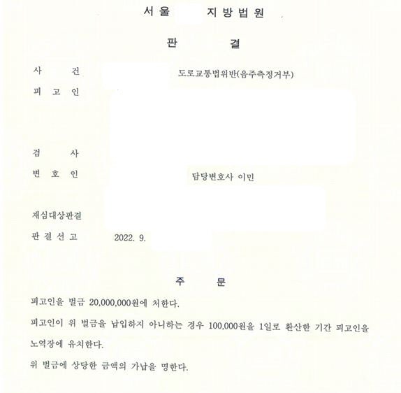 위헌 판결에 따른 음주운전 재심 집행유예 판결 사례