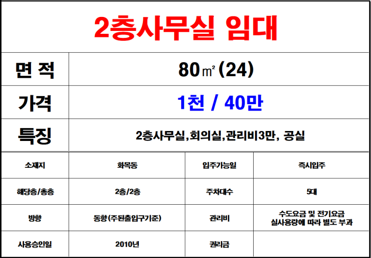  김해칠산(화목동)사무실상가임대,2층사무실임대