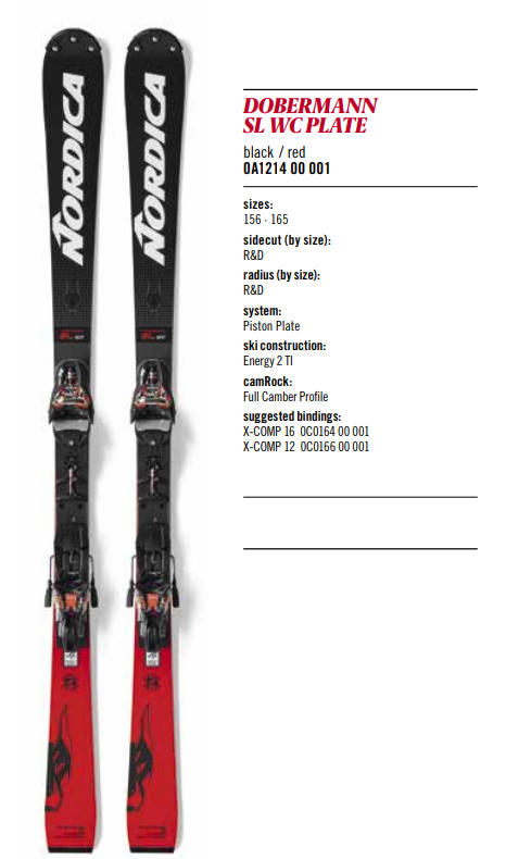 Nordica DOBERMANN WORLD CUP SL + MARKER RACE 16 スキー板 165 cm 18