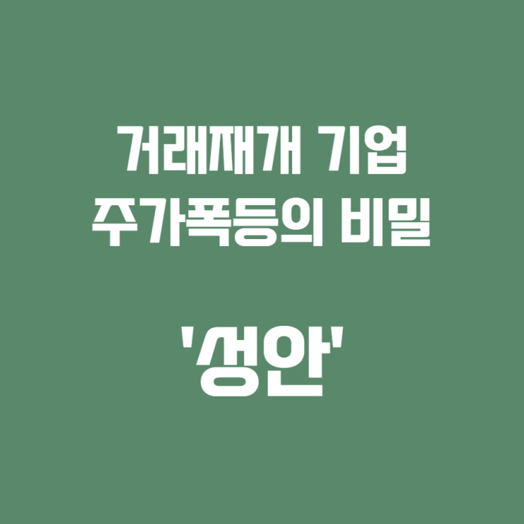 개래재개 기업 주가폭등의 비밀 '성안'