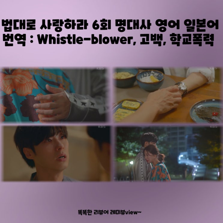 법대로 사랑하라 6회 명대사 영어 일본어 번역 : Whistle-blower, 고백, 학교폭력 법대로 사랑하라 6회 명대사 영어 일본어 번역 : Whistle-blower, 고백, 학교폭력