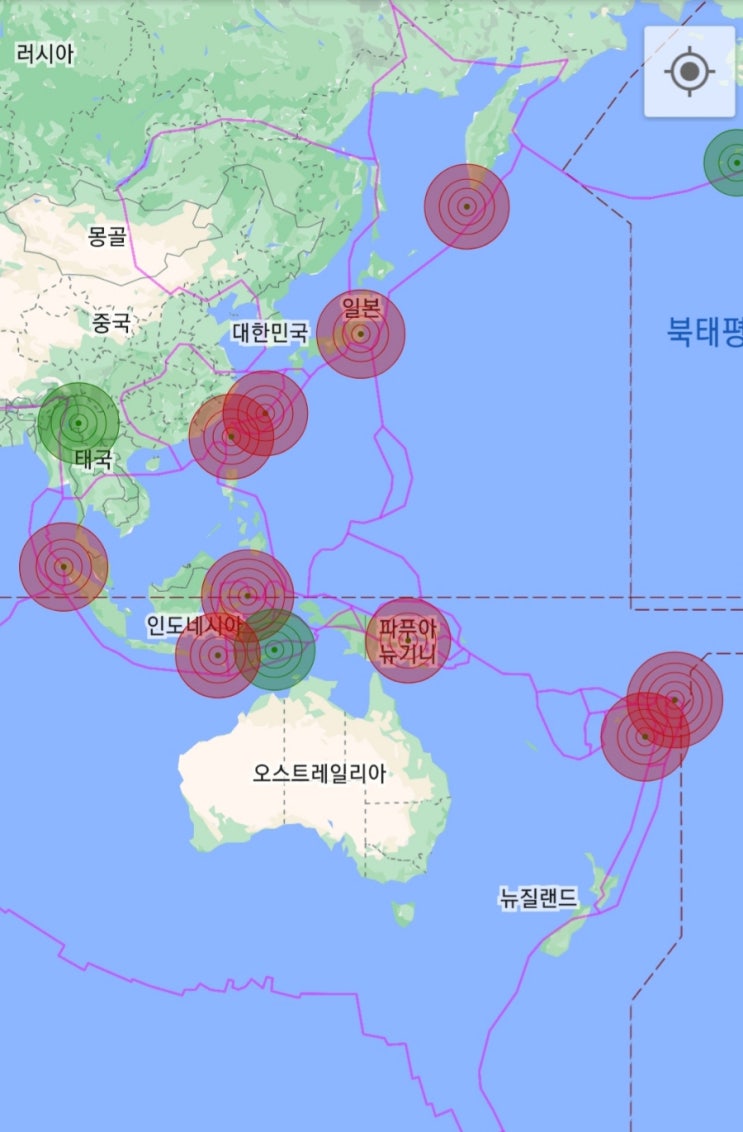  세계지진발생현황(2022년 9월 23일)