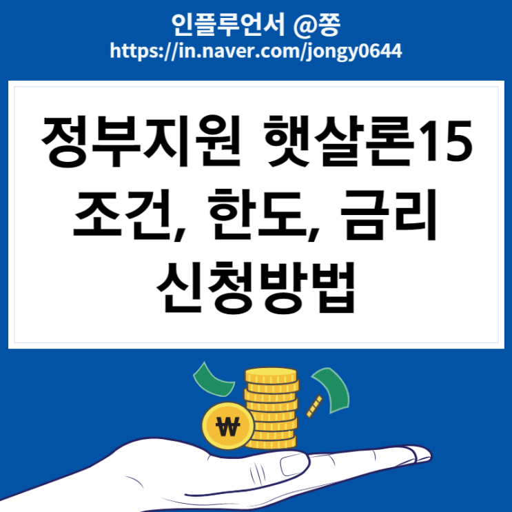정부지원 채무통합 대환대출 햇살론15 금리, 한도 (서민금융진흥원 생계자금)