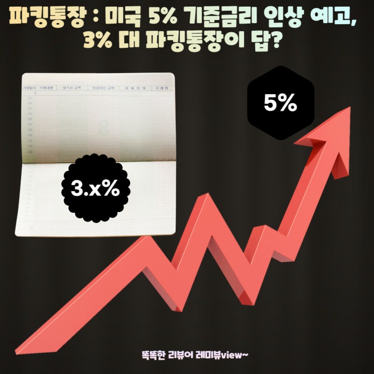 파킹통장 : 미국 5% 기준금리 인상 예고, 3%대 파킹통장이 답?