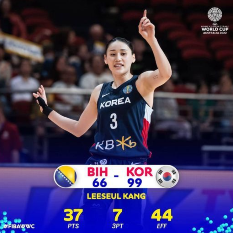 스테픈 강이슬 37점 대한민국 2022 여자농구 월드컵 조별리그 보스니아 꺾고 첫승(여자농구월드컵, 강이슬37점, 스테픈이슬, 대한민국보스니아, 박지수, 박혜진 박지현, 정선민호)
