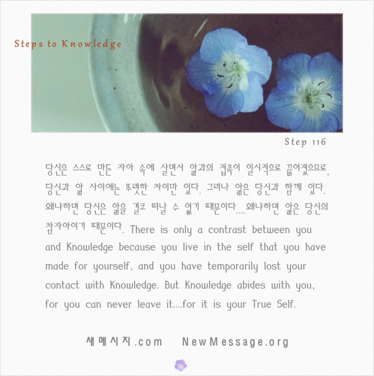 제 116 계단: 나는 오늘 앎에 인내심을 가질 것이다 Today I shall be patient with Knowledge. 제 116 계단: 나는 오늘 앎에 인내심을 가질 것이다 Today I shall be patient with Knowledge.