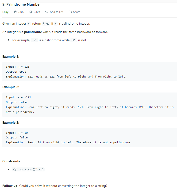 JAVA_Palindrome Number_LeetCode 9 : 네이버 블로그