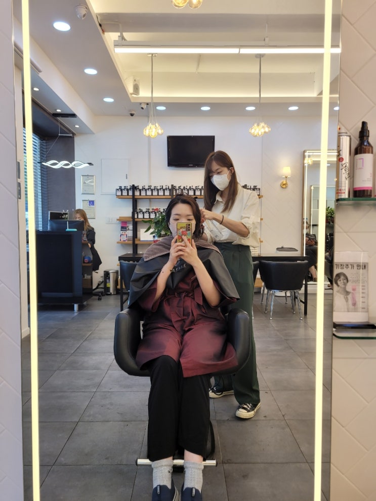  강변역 미용실 H STYLE 헤어살롱에서 여성 중단발 펌 (슬기쌤)